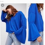Free People  blue dahlia thermal bell sleeve top Photo 1