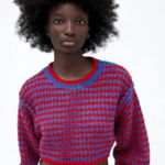 ZARA  Cropped Boxy Sweater | Red & Blue Chunky Knit | Alpaca Wool | Oversized sma Photo 0