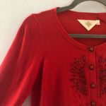 Anthropologie Cardigan Women’s Monogram Beaded Red Sweater Sz S EUC Photo 3