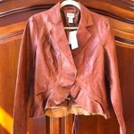 Together 100% Leather Jacket Brown Size 10 Photo 0