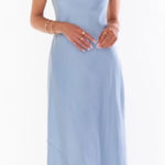 Show Me Your Mumu Tuscany Maxi Slip Dress in Steel Blue Luxe Satin Womens Size S Photo 0