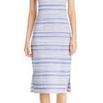 LYSSÉ New Lysse Stripe Knit Mulholland Midi Side Slit Sleeveless Tank Dress Blue Photo 0