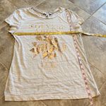 EXPRESS  New Love graphic print short sleeve pullover top white gold floral small Photo 5