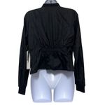 Good American  Medium Pleated Satin Bomber Jacket Black Sheer Streetwear NWT Photo 2