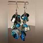 Colorful Teal Abalone | Sea Glass Dangle Earrings Blue Photo 2