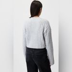 American Eagle  Ribbed Knit Cropped Sweater Gray XS  Long Sleeve Crewneck Ribbed Photo 1