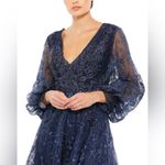Mac Duggal  Embellished Plunge Neck Puff Sleeve A-Line Gown-‎ NwT Photo 1