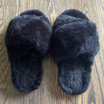 Aerie  Black Fur Slides Photo 0