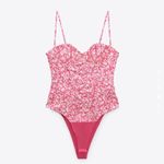 ZARA  New Pink/White Printed Corset Sweetheart Neckline Corset Bodysuit Size S Photo 4