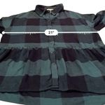 American Eagle  Oversized Green & Black Buffalo Plaid Babydoll Flannel Shirt Sz S Photo 7