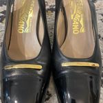 Salvatore Ferragamo EVUC  Black Pantent Pumps Gold Emblem 8.5 *Read description Photo 3