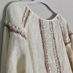 Raga  Lyra Cream Open Tassle Tie Front Ling Sleeve Embroidered Size Small Photo 10