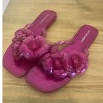 Jeffrey Campbell NWOT  Floralee Sandals Floral Pink Glitter Black Thong Women’s Photo 0