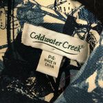 Coldwater Creek  Womens Jacket 3/4 Sleeve Floral Sequin Beaded Ivory Navy P4 Photo 3