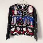 Vintage Size S Black New Years Jacket Happy New Year Art to Wear Sweater Photo 0