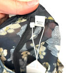 Vince Dandelion Poet Blouse Gathered Floral-Print Silk-Crepon Black Size Small Photo 10
