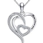 “Mom I Love You” Love Heart Necklace, 18" Special Jewelry Silver Photo 0