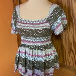 SO  Floral boho smocked peasant top Photo 8