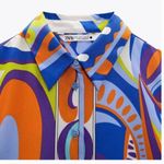 ZARA NWOT  MULTI COLOR GEOMETRIC PRINT SATIN SHIRT SIZE XSMALL Photo 5