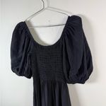La Ligne Black Smocked Puff Sleeve Midi Dress Size XS Photo 4