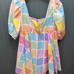 Buddy Love Women's Medium Dress Square Neck Pastel Geometric Mini Short Photo 0