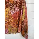 Aura Blouse Womens Size L Patchwork Tie Neck Long Sleeve Bohemian Relaxed Fit Photo 8