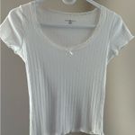 Brandy Melville White Lace Trim T-shirt Photo 0