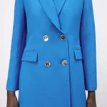ZARA SS22 BLUE DOUBLE-BREASTED FITTED BLAZER WITH GOLDEN BUTTONS SIZE S BNWT Photo 3