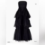 BCBGMAXAZRIA  Strapless Tiered‎ Tulle Overlay Jumpsuit Size 4 Black Photo 1