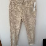 AQUA Beige Zebra Print Ankle Jeans Photo 1