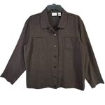 Chico's  Shirt Jacket Women L Chocolate Brown Button Pockets Modern Travel Shacket Photo 2