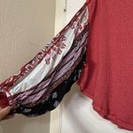 Free People  we the free waffle knit red balloon sleeve top size Small Photo 3