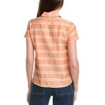 CAbi Camp Shirt 6511 Peach Striped Button Up Short Sleeve Collared Size M Photo 1