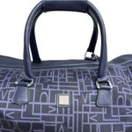 Diane Von Furstenberg DVF Monogram Rolling Duffel Bag Navy Logo Canvas Silver Hardware Travel Carryon Photo 2