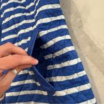Talbots  Diamond Quilted Full Zip Striped Puffer Vest Women’s Medium Blue/White Photo 2
