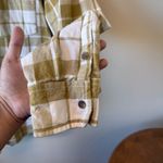 Universal Threads Universal Thread Plaid Check Yellow Green and Cream White Flannel Button Down Photo 3