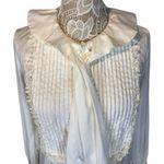 ETRO white tuxedo blouse high ruffled neck tie Victorian style size small (40) Photo 10