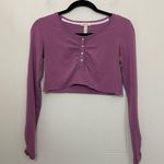 Matilda Jane Pink Mauve Long Sleeve Crop Top Ruched Cotton Spandex~ Size XS Photo 0