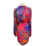 Cosel Draped Mini Dress Womens US 10 Pink Multicolor Tropical Retro Mod Colorful Photo 1