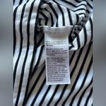 Chico's Sz 2 US L Black White Stripe Embroidered Floral Stretch Cotton Knit Top Photo 6