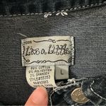 Live a Little  women's jean jacket size large, pit to pit 21", length 22" Photo 4