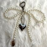 White Bowknot Heart Sweet Charm Pearl Bow Bag Charm Fashion Charm Photo 0