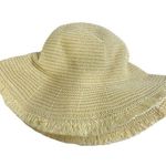 Straw Hat Womens OS Frayed Edge Beach Vacation Tan Packable Photo 5