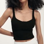 ZARA  Black Bustier Corset Style Cropped Tank Top Size M‎ Photo 0