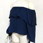 Honey Punch Ruffle Satin Off Shoulder Boho Top Photo 1