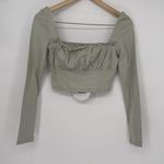 Princess Polly | Green Crop Blouse Long Sleeve Top | Sz 4 Spring Casual Photo 0