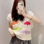 ZARA  ecru knit colorblock oversized vest size Small Photo 0