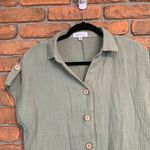 Mable Women's Cotton Wrinkle Gauze Button Front Lightweight Relaxed Romper S/M Green Size M Photo 1