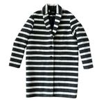 Maje Goelette Charcoal & Off White Striped Woven Coat size small Photo 1