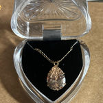 Macy's gold-tone chain necklace featuring a pear-shaped crystal pendant, Swarovski Photo 0